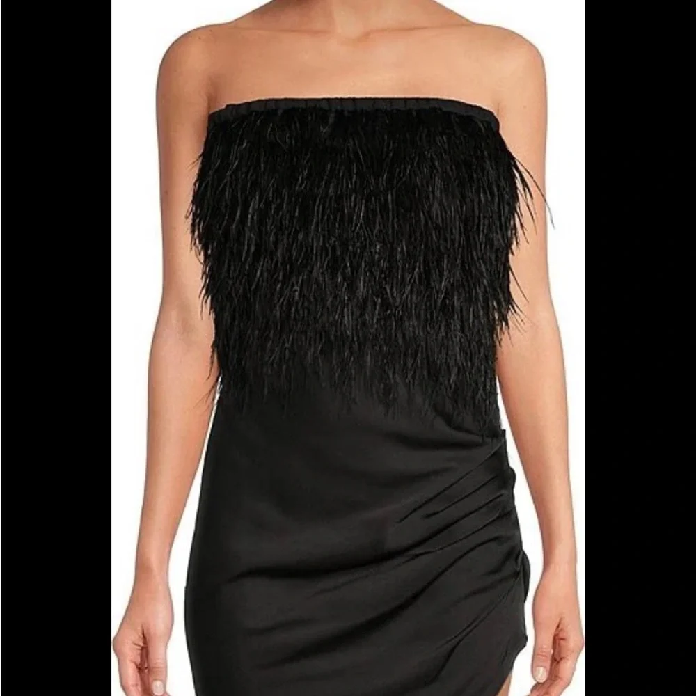 Gianni Bini Black Feather Tube Top - Picture 2 of 4